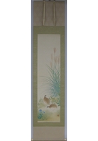 秋草鶉図