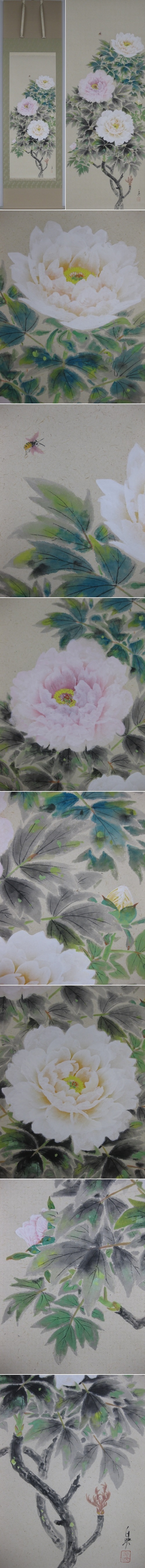 ♥掛軸　松に牡丹　 成木 星洲 　掛け軸　骨董品 ♥掛軸 松に牡丹 成木 星洲 掛け軸 骨董品 絵画